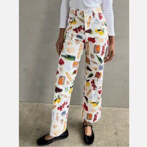 Lisa Says Gah Colorful Food Print Straight Leg Jeans